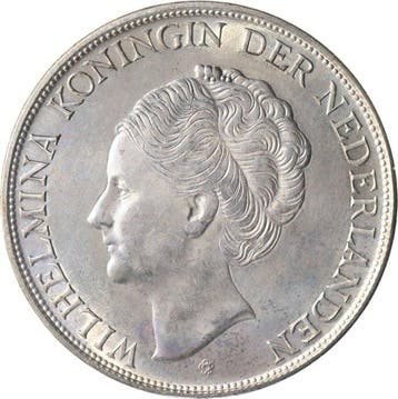 Curaçao (Caribisch Nederland). Wilhelmina. 2 1/2 Gulden 1944