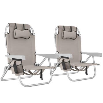 tectake Aluminium strandstoel Coral, opvouwbaar met rugzakfu, Verzenden, Nieuw