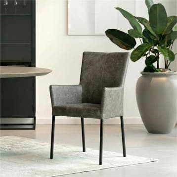 Set van 8 Leren eetkamerstoelen Daily met armleuning -, Ophalen of Verzenden, Nieuw, Leer