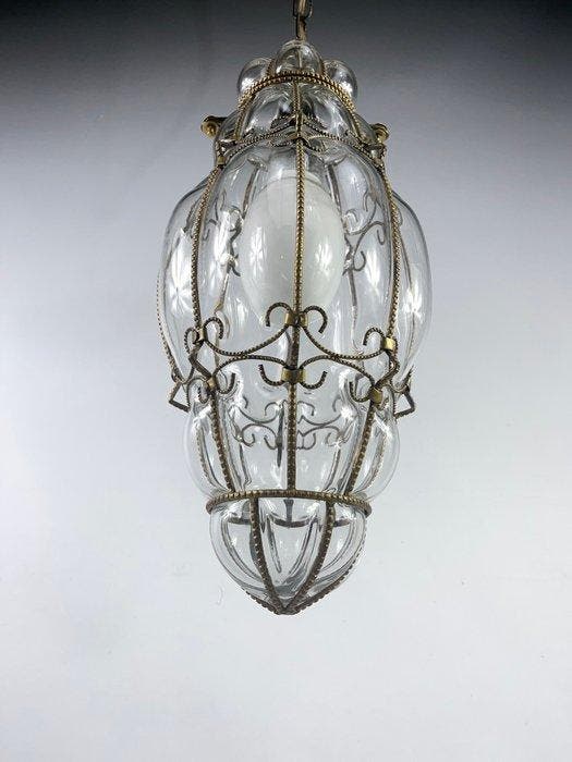 Lampe à suspendre - Verre, Métal - Lanterne de style, Antiek en Kunst, Curiosa en Brocante