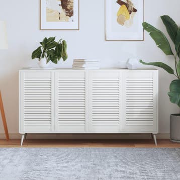 vidaXL Kastdeuren met lamellen 4 st 69x39,4 cm massief, Verzenden