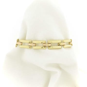 Bicolor gouden Bismarck schakel armband (Schakelarmband), Ophalen of Verzenden