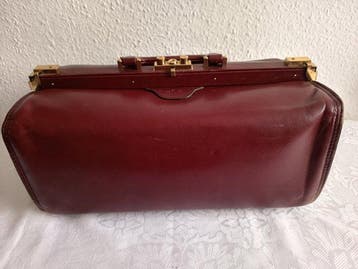 Elegante Vintage Arzttasche / Business-Tasche – Bordeauxrot, Antiek en Kunst