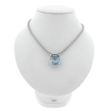 Fope witgouden Mesh schakelcollier met aquamarijn en diam..., Ophalen of Verzenden