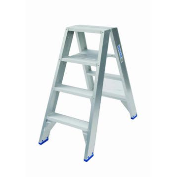 Solide dubbele trapladder 2×4 treden – 1.00m, Doe-het-zelf en Bouw, Ladders en Trappen, Ophalen of Verzenden, Nieuw, Trap, Minder dan 2 meter