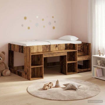 vidaXL Kinderbedframe met opbergruimte Oud hout 80 x 160 cm, Verzenden, Nieuw