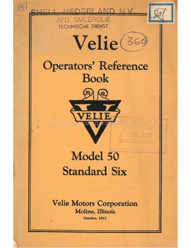 1928 VELIE MODEL 50 INSTRUCTIEBOEKJE ENGELS, Auto diversen, Handleidingen en Instructieboekjes, Ophalen of Verzenden