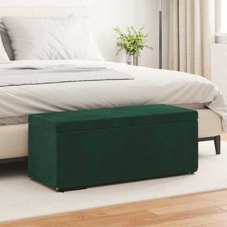 vidaXL Kruk Donkergroen 101 x 41 x 40 cm Velvet en, Maison & Meubles, Tabourets de bar, Envoi