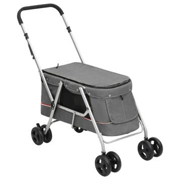 vidaXL Hondenwagen inklapbaar 100x49x96 cm linnenstof grijs, Dieren en Toebehoren, Verzenden, Nieuw