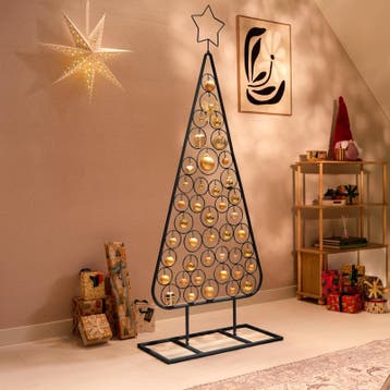 Metalen kerstboom - zwart - 75 x 35 x 188 cm | met ster | 42, Verzenden