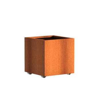Cortenstaal plantenbak 60x60x60cm - Met wielen, Jardin & Terrasse, Bacs à fleurs & Jardinières