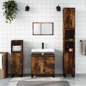 vidaXL Badkamerkast 65x33x60 cm bewerkt hout gerookt, Verzenden, Nieuw