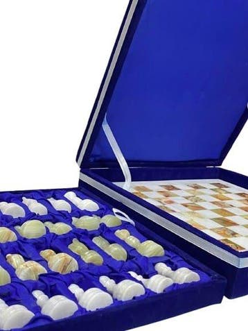 Schaakspel - Luxury Handcrafted Marble Chess Set – Natural