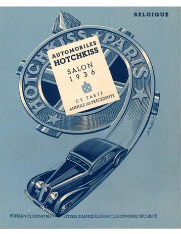 1936 HOTCHKISS PROGRAMMA BROCHURE FRANS