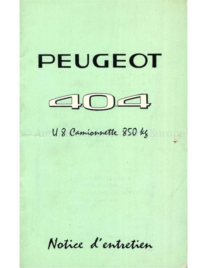 1969 PEUGEOT 404 CAMIONNETTE INSTRUCTIEBOEKJE FRANS, Autos : Divers, Modes d'emploi & Notices d'utilisation