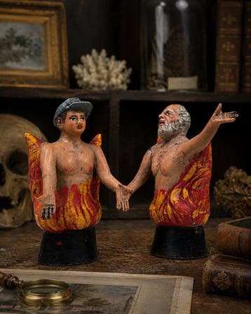 sculptuur, Anime del Purgatorio, tema Memento Mori - 11 cm -