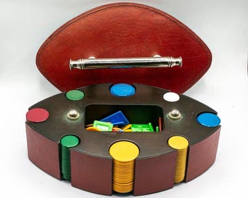 Jeu de société - scatola delle fiches - cuir - acier -