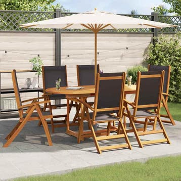 vidaXL 7-delige Tuinset massief acaciahout, Verzenden, Tuinset
