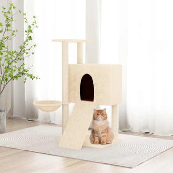 vidaXL Kattenmeubel met sisal krabpalen 96 cm crèmekleurig, Verzenden