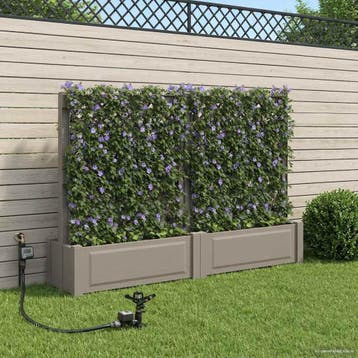 vidaXL Grote plantenbak met trellis 2 st PP Grijs, Verzenden
