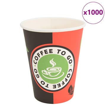vidaXL Papieren koffiekopjes 1000 st 12oz 300 ml rood en, Zakelijke goederen, Horeca | Overige, Verzenden