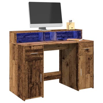 vidaXL Bureau met LED-verlichting 120x55x91 cm bewerkt hout, Verzenden