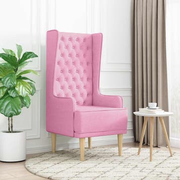 vidaXL Gecapitonneerde stoel met hoge rugleuning Roze Stof, Verzenden, Nieuw