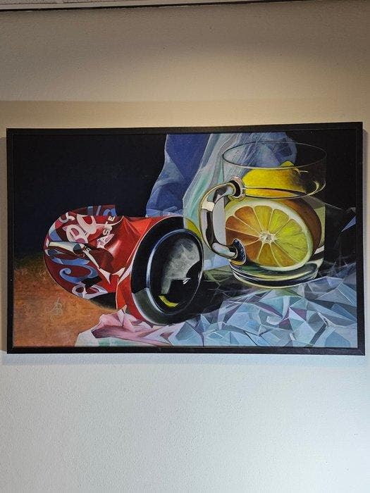 Bert van der Meer - Cola Lemon Crush, Antiquités & Art, Art | Peinture | Moderne