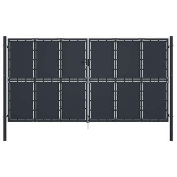 vidaXL Tuinpoort staal 400x175 cm antraciet, Verzenden, Nieuw