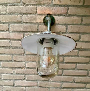 Lantaarn - Buitenlamp/Zwanenhals/emaille schermplaat - Glas,