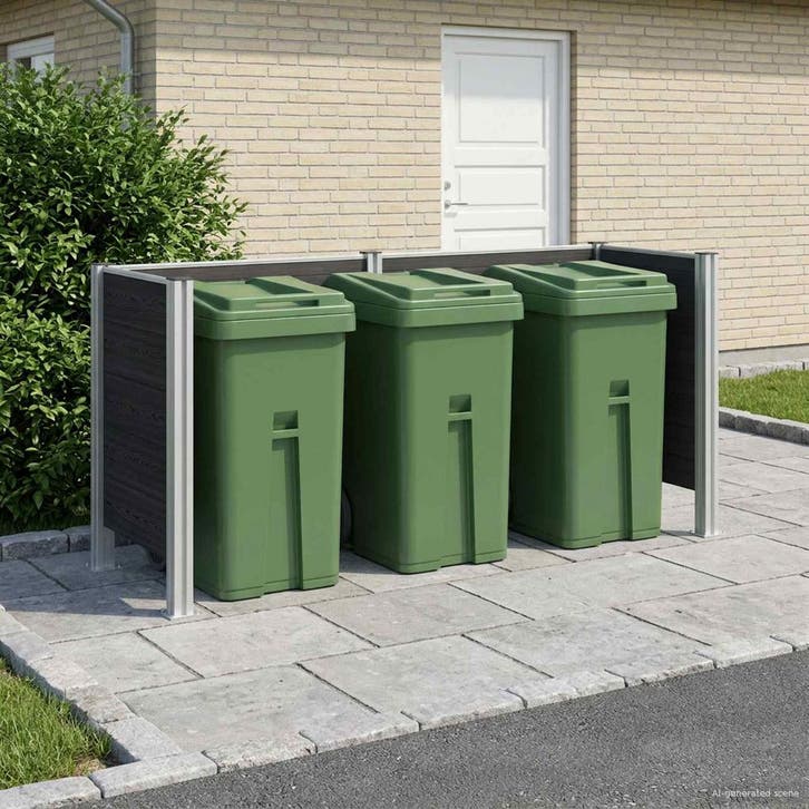 vidaXL Afvalbak Schutting Grijs 237 x 85 x 115 cm Aluminium, Doe-het-zelf en Bouw, Containers, Verzenden