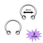 Fako Bijoux - Circular Barbell Piercing - Hoefijzer Kristal, Verzenden