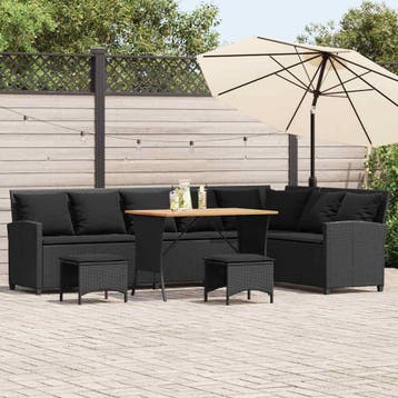 vidaXL 4-delige Tuinbankstel met kussens L-vormig poly, Verzenden