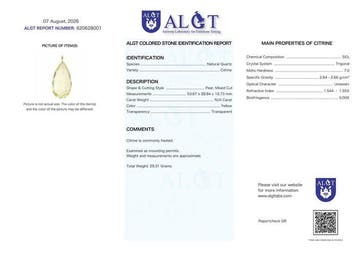 Certifié ALGT - Pendentif géant en citrine naturelle, Collections