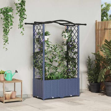 vidaXL Verhoogd Bed met Trellis en Dak Grijs 125 x 40 x 138, Verzenden, Nieuw