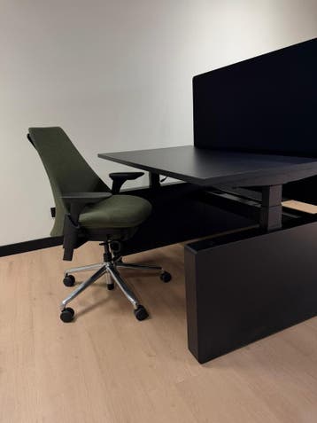 Zwarte Duo Zit Sta Bureau - Duo Bureau Met Wang - Nieuw, Huis en Inrichting, Bureaus, Verzenden, In hoogte verstelbaar, Nieuw