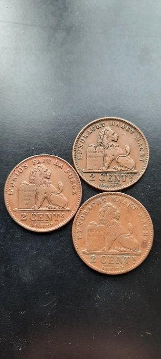 Belgique. Leopold II, Leopold III. 2 Cents 1905/1912 (Sans