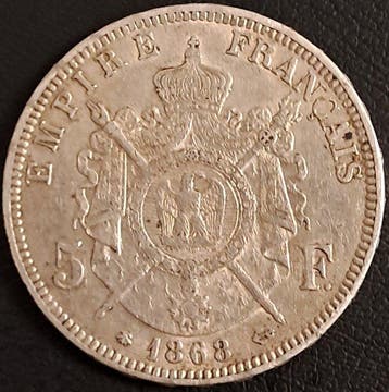 Frankrijk. Napoléon III. 5 Francs 1868-A, Paris (Zonder, Postzegels en Munten