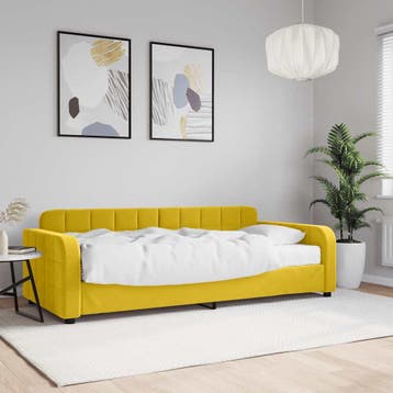 vidaXL Slaapbank met matras 90x200 cm fluweel geel, Verzenden