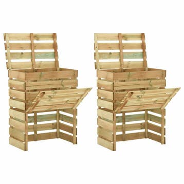 vidaXL Latten tuincomposter 2 pcs Groen 110 x 58 x 113 cm, Verzenden, Nieuw