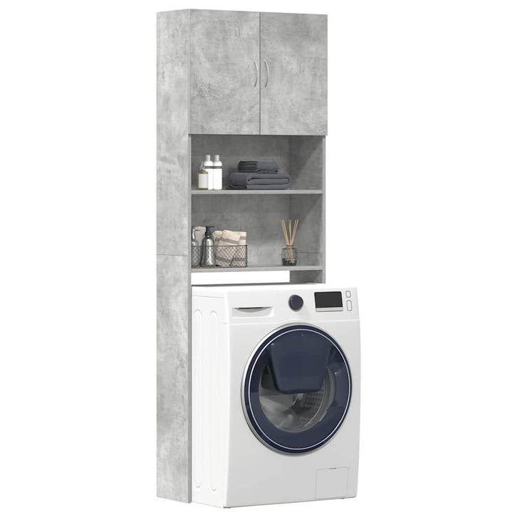vidaXL Wasmachinekast 64x24x190 cm bewerkt hout betongrijs, Electroménager, Lave-linge, Envoi