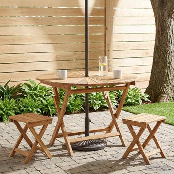 vidaXL Vouwtuin Tafel Naturel Ø 110 x 75 cm Massief Teakhout, Verzenden, Nieuw