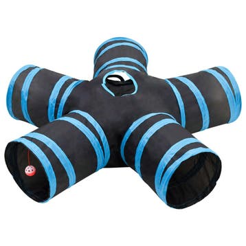 vidaXL Kattentunnel 5-voudig 25 cm polyester zwart en blauw, Verzenden