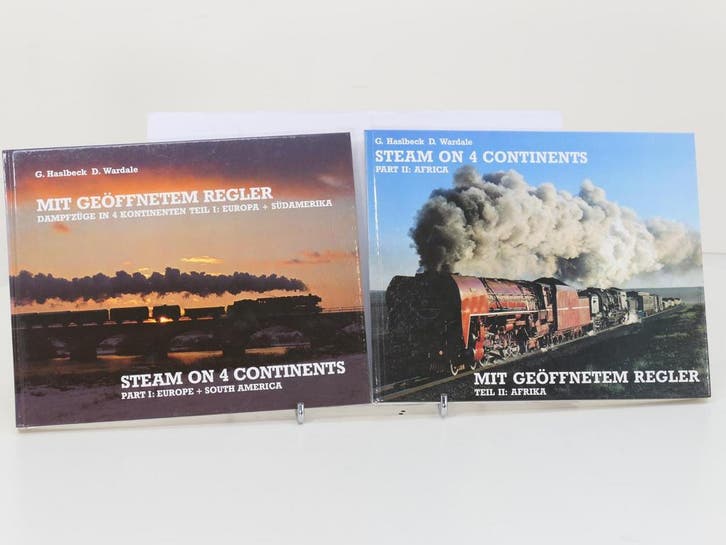 Set van 2 spoorwegenboeken Steam On 4 Continents-Part 1 E..., Boeken, Vervoer en Transport, Nieuw, Ophalen of Verzenden
