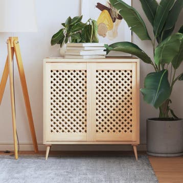 vidaXL Kastdeuren met latwerk 2 st 39,5x69 cm massief, Verzenden