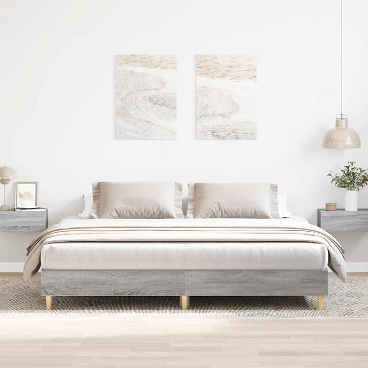 vidaXL Bedframe zonder matras 160x200 cm spaanplaat grijs, Huis en Inrichting, Slaapkamer | Bedden, Nieuw, Verzenden