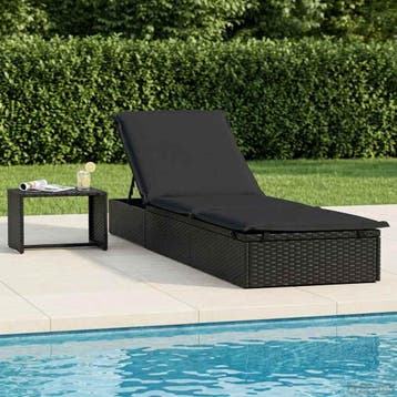 vidaXL Ligbed met tafel 1 st poly rattan zwart, Verzenden, Nieuw