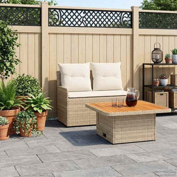 vidaXL Tuin Armleuning Sofa met Opklapbare Tafel 2 st 2-zits, Verzenden, Nieuw