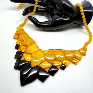 Collier voyant en ambre baltique, collier large avec