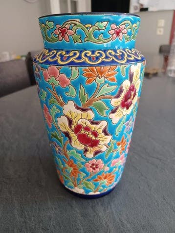 Vase - Faïence - Vase émaux de longwy.